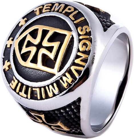 Genuine Stainless Steel Ring for Men Fashion Punk Rock Mason Knight Templar Cross Rings in Kuwait