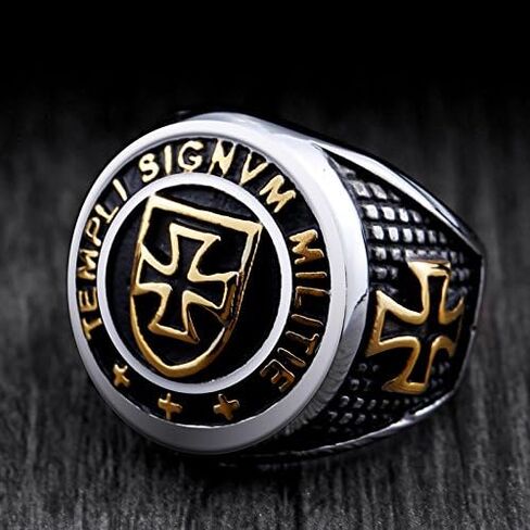 Genuine Stainless Steel Ring for Men Fashion Punk Rock Mason Knight Templar Cross Rings in Kuwait