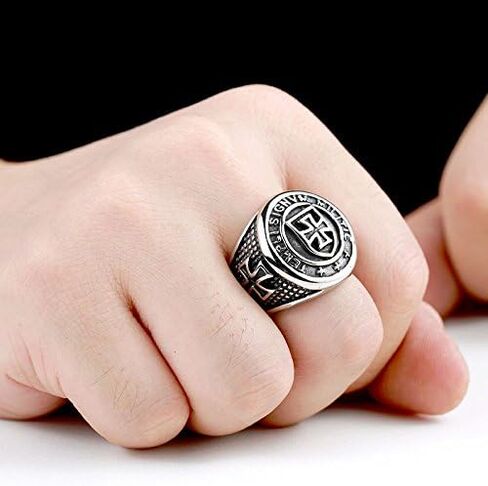 Genuine Stainless Steel Ring for Men Fashion Punk Rock Mason Knight Templar Cross Rings in Kuwait