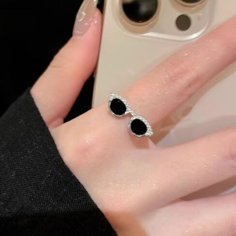 Sunglasses-Shaped Statement Ring - Open Band Adjustable Fashion Jewelry in Saudi Arabia