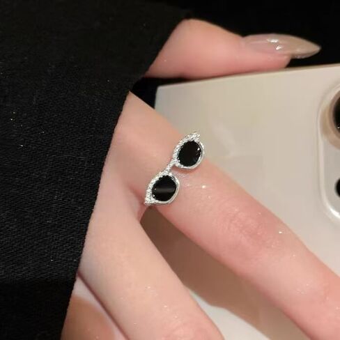 Sunglasses-Shaped Statement Ring - Open Band Adjustable Fashion Jewelry in Saudi Arabia