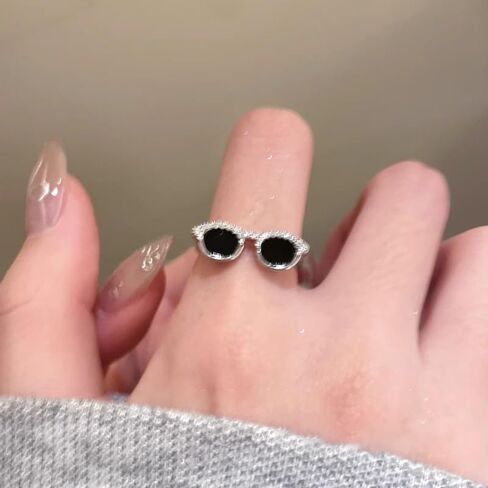 Sunglasses-Shaped Statement Ring - Open Band Adjustable Fashion Jewelry in Saudi Arabia