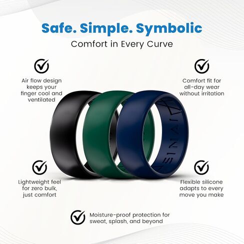 Premium Silicone Wedding Rings - 3 Pack in Kuwait