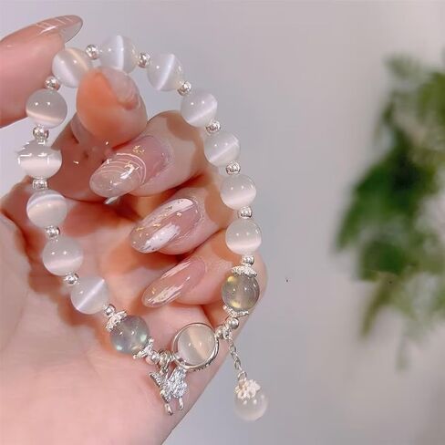 Cat Eye Stone Bracelet For Women Design, Quality Gray Crystal Butterfly Bracelet, Crystal Stone Bracelet for Women Men Family Friends Bracelet Gifts in Saudi Arabia
