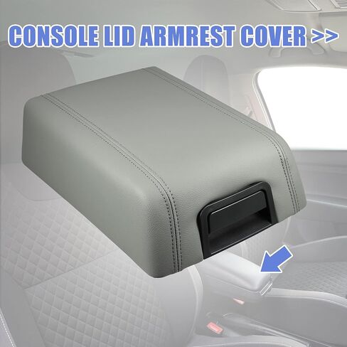 X AUTOHAUX سيارة مركز وحدة التحكم غطاء مسند الذراع غطاء صندوق المقعد حامي لفورد F-150 2004-2008 مسند الذراع غطاء الوسادة فو الجلود رمادي in Saudi Arabia