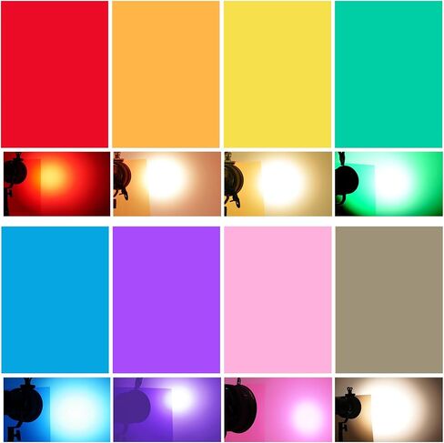 Lystaii 16pcs Halloween Gel Filter Light Color Correction Colored Overlays Transparent Color Film Lighting Gel Filter Plastic Sheets 11.7 by 8.3 Inches for Film Video, Photo, Stage (Orange Purple) in Kuwait
