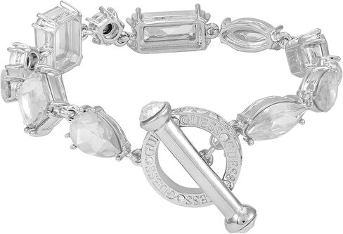 GUESS Silvertone Multi-Cut Crystal Stone Toggle Bracelet in Saudi Arabia