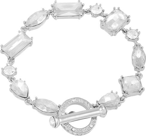 GUESS Silvertone Multi-Cut Crystal Stone Toggle Bracelet in Saudi Arabia