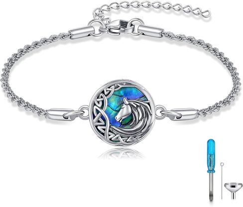 YAFEINI Horse Urn Bracelet for Ashes 925 Sterling Silver Horse Memorial Cremation Jewelry for Women in Saudi Arabia