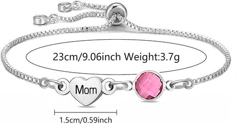 Silver Link Bracelet with Pink Crystal and 'Sister' Heart Charm Dainty Bracelet for Women Sister Friend Family Birthday Valentines Wedding Gifts in Kuwait