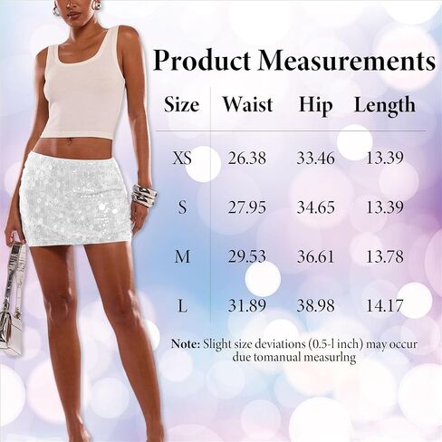 Ammiko Women's Sequin Skirt Sparkly Mini Micro Skirts Glitter Y2k Shiny Low Rise Skirt Sexy Stretchy Bodycon Party in Kuwait
