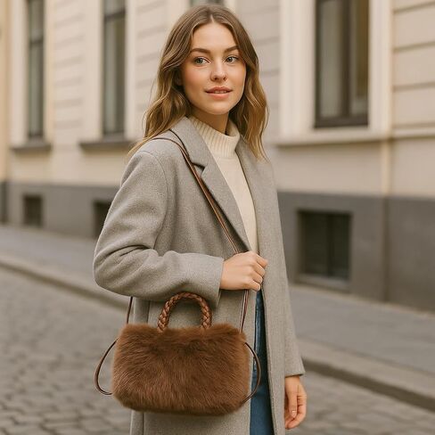 Tote Bag for Women Plush Handbag Fuzzy Shoulder Bag Big Capacity Purse in Saudi Arabia