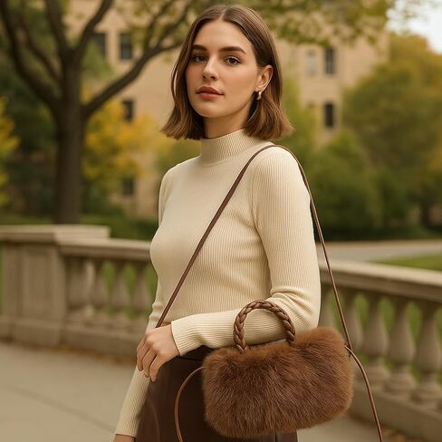 Tote Bag for Women Plush Handbag Fuzzy Shoulder Bag Big Capacity Purse in Saudi Arabia