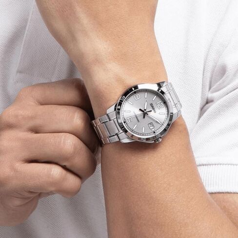 Casio MTP-V004D-7B2 Men's Dress Stainless Steel Silver Dial Analog Date Watch in Saudi Arabia