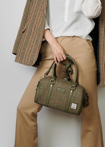 Islander® The Medium Duffel Ladies Shoulder Bag with Harris Tweed, Chestnut Herringbone in Kuwait