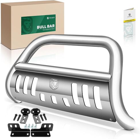 YHTAUTO 3" Bull Bar Push Bar w/Skid Plate Light Mount Fit Nissan Models, Titan XD 2016-2022, NV1500 NV2500 NV3500 2012-2021, Alloy Steel Brush Guard for Truck Front Bumper Off Road Accessories in Saudi Arabia
