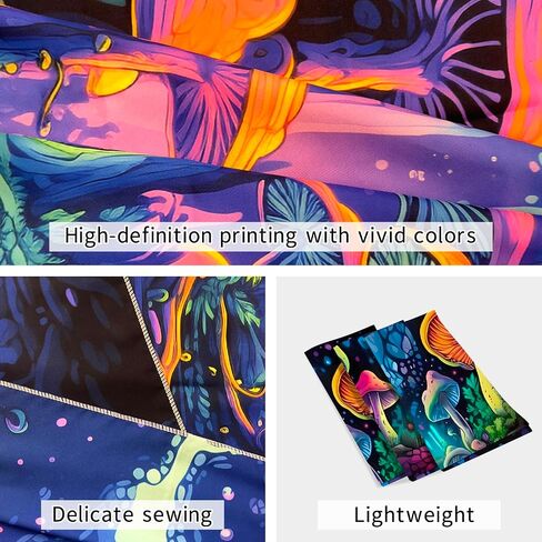 Aicmerk Blacklight Mushroom Tapestry, Glow In The Dark Tapestry Fantasy, UV Reactive Mushroom Tapestries Posters Wall Hanging decor for Bedroom Living Room (Blacklight, Blue, 78 * 60 Inch) in Saudi Arabia