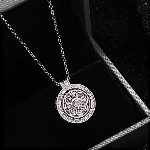 Sterling Silver Moon Necklace for Women - Rotating Circle Pendant Y Necklace, Fine Silver Necklace with Pendant, Gift for Her in Saudi Arabia