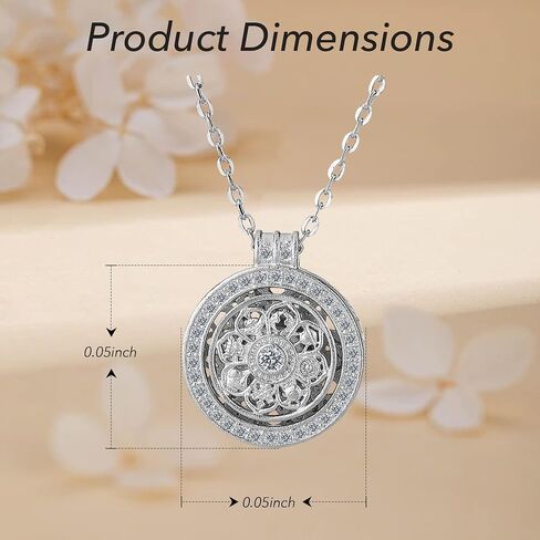 Sterling Silver Moon Necklace for Women - Rotating Circle Pendant Y Necklace, Fine Silver Necklace with Pendant, Gift for Her in Saudi Arabia