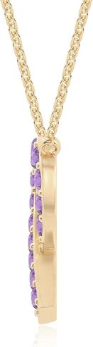 Natural Gemstone Cancer Ribbon Pendant Necklaces for Women in Silver/18K Yellow/Rose Gold Vermeil, Birthstone Jewelry Gifts for Her Birthday, Anniversary, Wedding in Saudi Arabia