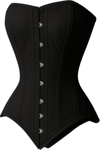 Heavy Duty Double Steel Boned Overbust Corset | Black Cotton Shapewear | Waist Cincher & Posture Support in Saudi Arabia