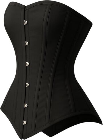 Heavy Duty Double Steel Boned Overbust Corset | Black Cotton Shapewear | Waist Cincher & Posture Support in Saudi Arabia
