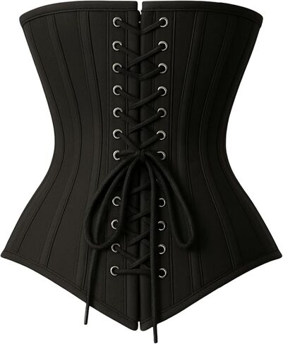 Heavy Duty Double Steel Boned Overbust Corset | Black Cotton Shapewear | Waist Cincher & Posture Support in Saudi Arabia