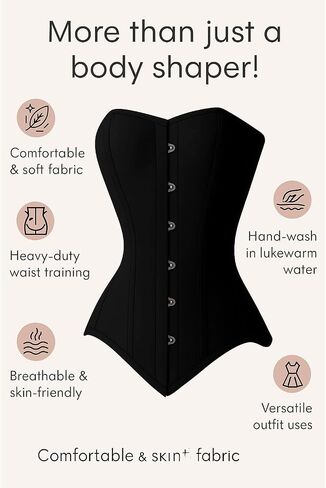 Heavy Duty Double Steel Boned Overbust Corset | Black Cotton Shapewear | Waist Cincher & Posture Support in Saudi Arabia