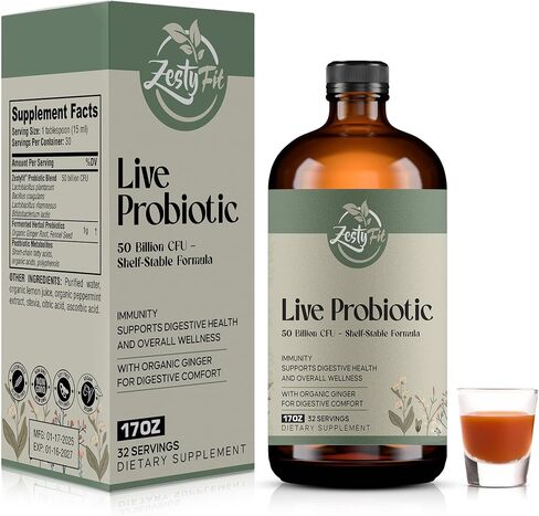 Liquid Probiotic - Natural Probiotic Blend with 50 Billion CFU - Helps Promote Immune Support & Gut Health for Men & Women - No Additives & Fillers -Vegan - Formulated in The USA, 17 fl oz in Saudi Arabia
