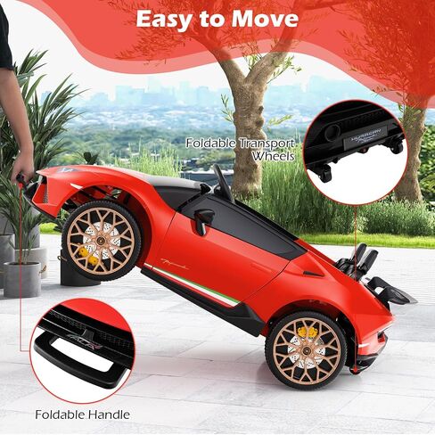 Costzon 2-Seater Ride on Car, Licensed Lamborghini Poison, 12V Battery Powered Kids Car w/ 2.4G Remote Control, 3 Speed, Swing Mode, LED Lights, Horn, USB/MP3/TF, Electric Vehicle for Toddlers, White in Kuwait