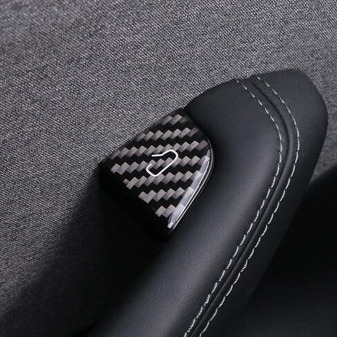 BETTERHUMZ Door Open Button Sticker Compatible with Tesla Model 3 Highland 2024 Model Y Juniper 2025 Carbon Fiber Door Lock Switch Trim Interior Accessories (Red) in Saudi Arabia