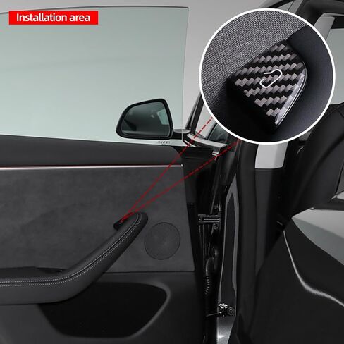 BETTERHUMZ Door Open Button Sticker Compatible with Tesla Model 3 Highland 2024 Model Y Juniper 2025 Carbon Fiber Door Lock Switch Trim Interior Accessories (Red) in Saudi Arabia