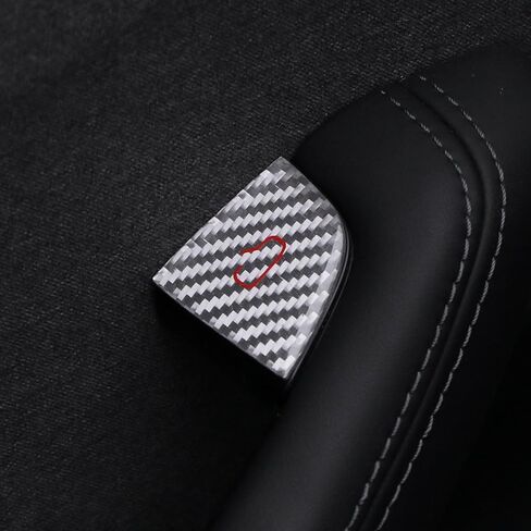 BETTERHUMZ Door Open Button Sticker Compatible with Tesla Model 3 Highland 2024 Model Y Juniper 2025 Carbon Fiber Door Lock Switch Trim Interior Accessories (Red) in Saudi Arabia