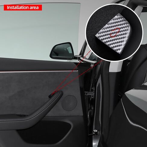 BETTERHUMZ Door Open Button Sticker Compatible with Tesla Model 3 Highland 2024 Model Y Juniper 2025 Carbon Fiber Door Lock Switch Trim Interior Accessories (Red) in Saudi Arabia