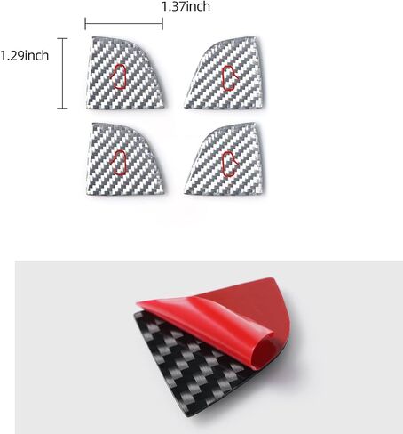 BETTERHUMZ Door Open Button Sticker Compatible with Tesla Model 3 Highland 2024 Model Y Juniper 2025 Carbon Fiber Door Lock Switch Trim Interior Accessories (Red) in Saudi Arabia