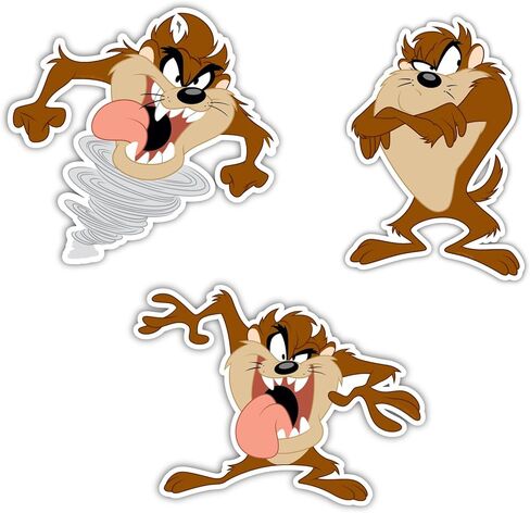 Elektroplate Officially Licensed Looney Tunes Tasmanian Devil Dynamic Decals | Premium Automotive-Grade All Weather Vinyl Stickers for Car, Water Bottle, Laptop, Phone & More| Made in USA | Set of 3 in Saudi Arabia