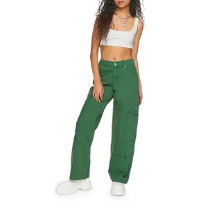 Forever 21 Women's Mid-Rise Denim Cargo Pants in Kuwait