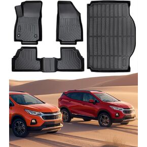 مجموعة كاملة من سجادات الأرضية لجميع الأحوال الجوية لسيارة Chevy Trax 2014-2023 لسيارة Buick Encore 2013-2023، مناسبة خصيصًا للصف الخلفي الأمامي وبطانة شحن سجادة صندوق السيارة، ملحقات سيارة سوداء شديدة التحمل من مادة TPE in Saudi Arabia
