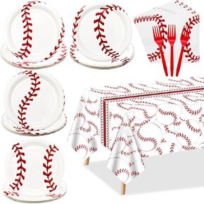 Softball Party Decorations - 81Pcs Softball Birthday Party Decorations Softball Plates and Napkins Sets, Softball Tablecloth for Sports Fans Kid Adult Softball Party Supplies, Serve 20 in Kuwait