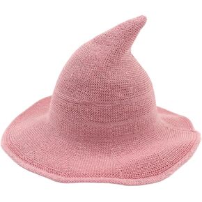Women's Halloween Witch Kinitted Hats Party Masquerade Cosplay Costume Accessory Daily Wide Brim Foldable Pointed Cap in Saudi Arabia