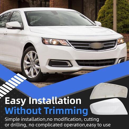 Passenger Side Mirror Cover Replacement for Chevrolet Chevy Impala 2014 2015 2016 2017 2018 2019 2020 - Right Side Mirror Covers, Rear View Mirrors Cap Accessories White in Saudi Arabia