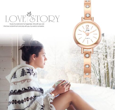 JewelryWe Womens Bracelet Watch Silver/Gold Tone Stainless Steel Round Dial Rhinestone Studded Bangle Watch in Saudi Arabia