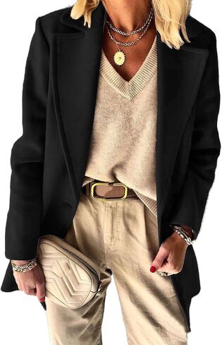IDEALSANXUN Womens Wool Blazer Fall Winter Pea Coat Business Work Suit Jackets in Saudi Arabia
