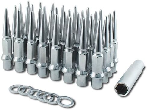 Spiked Lugz - Dually Chrome 14x1.5 Thread 4.9" Overall Length kit Contains 32 Lugs & 1 Key -7004K8 in Saudi Arabia