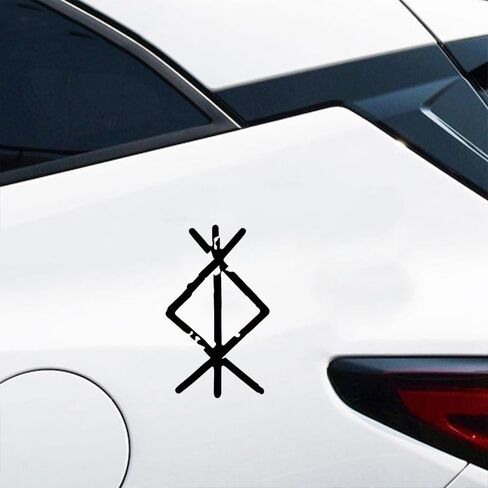 قطعتان من ملصقات الفينيل Rune Viking للحماية - ملصق مقاوم للماء مقاس 3.5 × 5.9 بوصة للسيارة والكمبيوتر المحمول والجريموير - شعار زخرفي برمز روحي | #AZ10 (أسود) in Kuwait