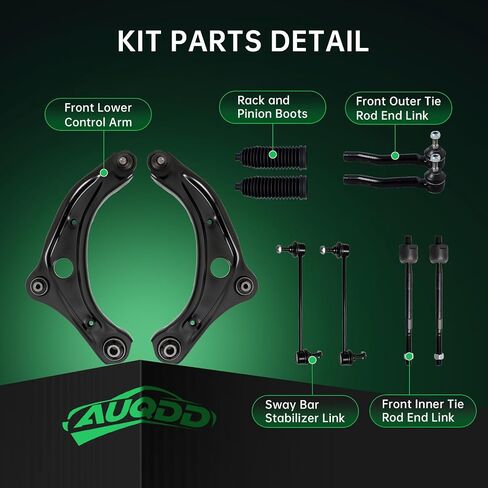 AUQDD 10Pc Front End Suspension Kit Fit For 2017-2020 Ni-ssan Kicks (To 12/20), 2 Lower Control Arm w/Ball Joint 2 Sway Bar Link 4 Outer Inner Tie Rod End (# 527-037 K623798 K750098 101-8578 ES800965) in Saudi Arabia