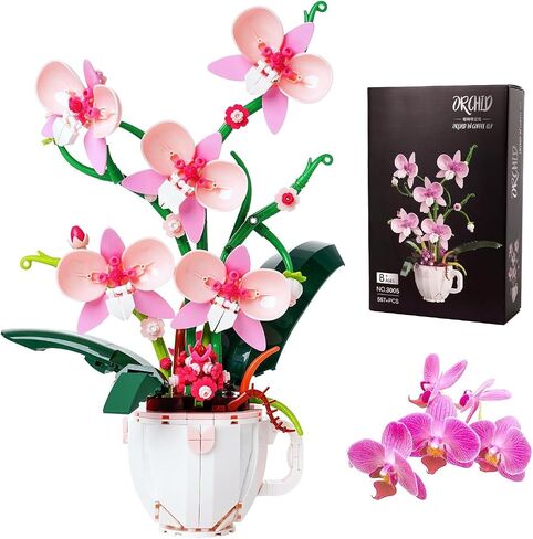 مجموعة مكعبات بناء الزهور من Icons Blue Orchid Ideas، مجموعة تزيين المنزل DIY للبالغين، متوافقة مع هدية ديكور المنزل من Lego Flowers لعيد الأم، وعيد الحب، وعيد الميلاد، وعيد الميلاد - 567 قطعة in Saudi Arabia