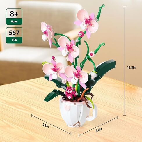مجموعة مكعبات بناء الزهور من Icons Blue Orchid Ideas، مجموعة تزيين المنزل DIY للبالغين، متوافقة مع هدية ديكور المنزل من Lego Flowers لعيد الأم، وعيد الحب، وعيد الميلاد، وعيد الميلاد - 567 قطعة in Saudi Arabia
