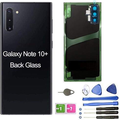Galaxy Note 10+ Back Cover Glass Housing Door Replacement with Camera Lens Parts for Samsung Galaxy Note10+ Note 10+ 5G +Tools + Eject Pin (Aura Black) in Saudi Arabia