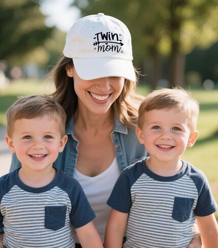 قبعة بيسبول نسائية من Twin Mom Gift، قبعة قطنية قابلة للتعديل لأمهات التوائم، أمومة أنيقة in Kuwait